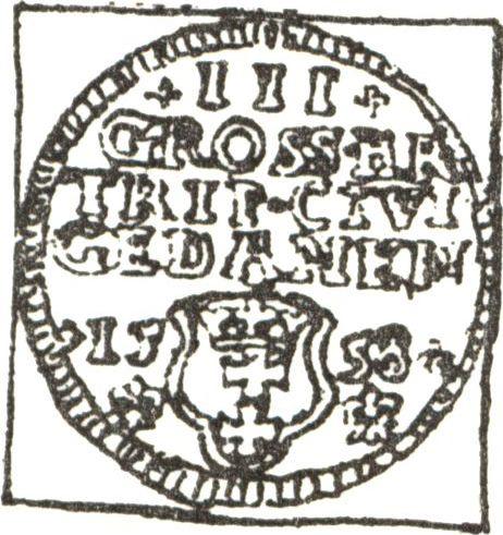 Reverso Trojak (3 groszy) 1558 "Gdańsk" Klippe - valor de la moneda de plata - Polonia, Segismundo II Augusto