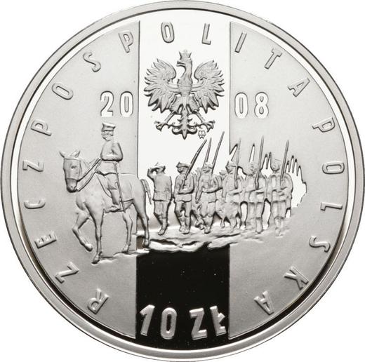 Аверс монеты - 10 злотых 2008 года MW UW "90 лет Великопольскому восстанию" - цена серебряной монеты - Польша, III Республика после деноминации