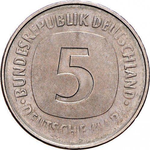 Аверс монеты - 5 марок 1975-2001 года Малый вес - цена  монеты - Германия, ФРГ