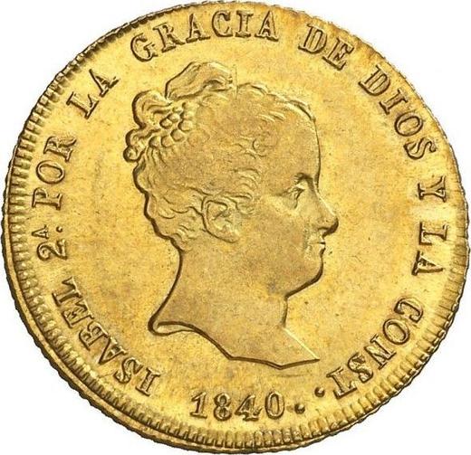 Аверс монеты - 80 реалов 1840 года S RD - цена золотой монеты - Испания, Изабелла II