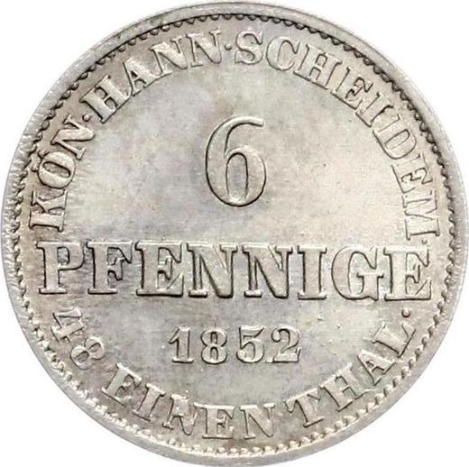 Reverso 6 Pfennige 1852 B - valor de la moneda de plata - Hannover, Jorge V