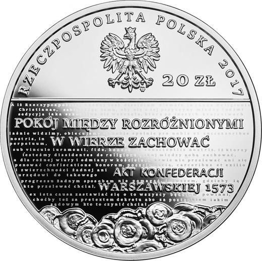 Аверс монеты - 20 злотых 2017 года MW "500 лет Реформации в Польше" - цена серебряной монеты - Польша, III Республика после деноминации