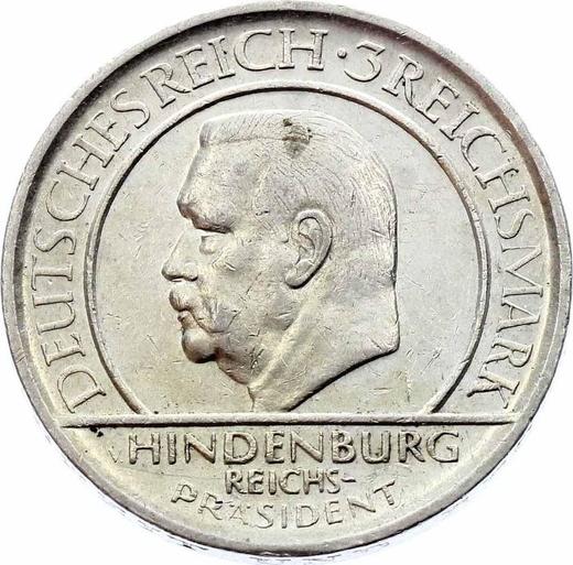Anverso 3 Reichsmarks 1929 G "Constitución" - valor de la moneda de plata - Alemania, República de Weimar