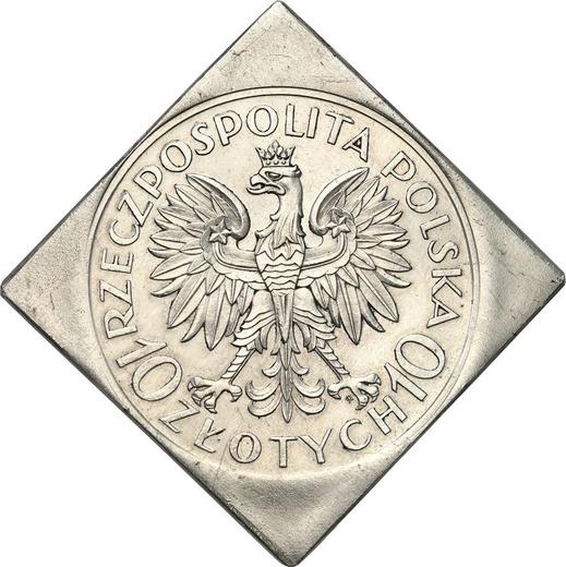 Anverso Pruebas 10 eslotis 1933 ZTK "Romuald Traugutt" Klippe - valor de la moneda de plata - Polonia, Segunda República