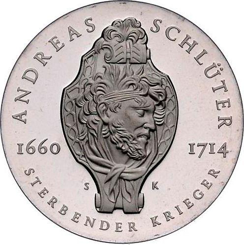 Аверс монеты - 20 марок 1990 года A "Андреас Шлютер" - цена серебряной монеты - Германия, ГДР