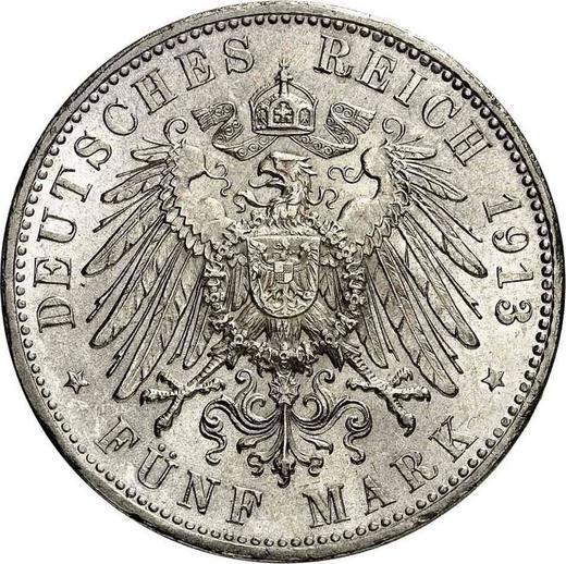 Реверс монеты - 5 марок 1913 года D "Бавария" - цена серебряной монеты - Германия, Германская Империя
