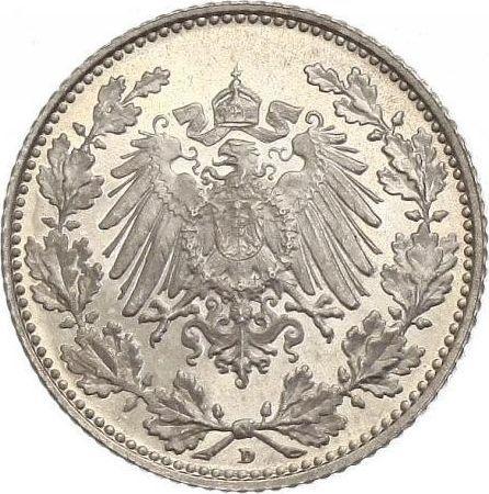 Reverso Medio marco 1906 D "Tipo 1905-1919" - valor de la moneda de plata - Alemania, Imperio alemán