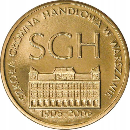 Реверс монеты - 2 злотых 2006 года MW ET "100 лет Варшавской школы экономики" - цена  монеты - Польша, III Республика после деноминации