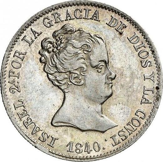 Аверс монеты - 4 реала 1840 года B PS - цена серебряной монеты - Испания, Изабелла II