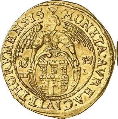 Rewers monety - Dukat 1654 HIL "Toruń" - cena złotej monety - Polska, Jan II Kazimierz
