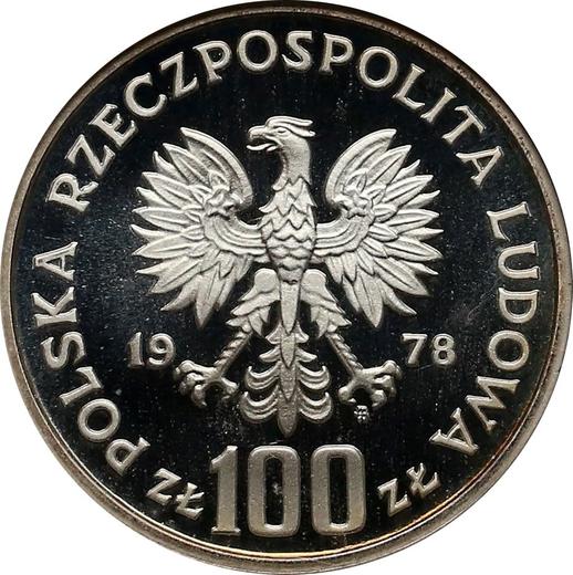 Аверс монеты - Пробные 100 злотых 1978 года MW "Интеркосмос 78" Серебро - цена серебряной монеты - Польша, Народная Республика