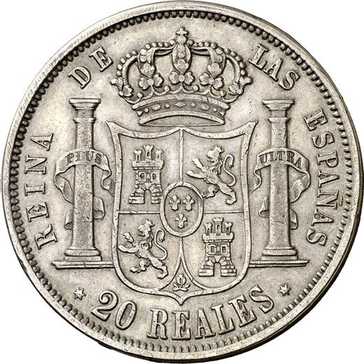 Revers 20 Reales 1850 "Typ 1847-1855" Sechs spitze Sterne - Silbermünze Wert - Spanien, Isabella II