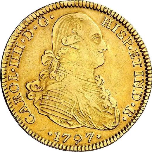 Аверс монеты - 4 эскудо 1797 года Mo FM - цена золотой монеты - Мексика, Карл IV