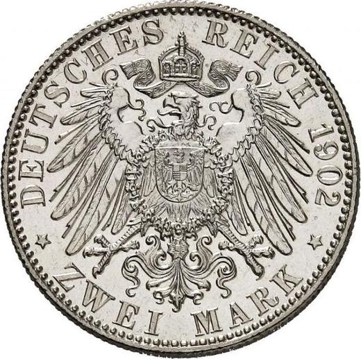 Reverso 2 marcos 1902 J "Hamburg" - valor de la moneda de plata - Alemania, Imperio alemán