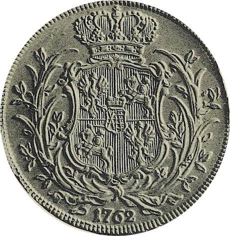 Реверс монеты - Пробный Талер 1762 года - цена серебряной монеты - Польша, Август III