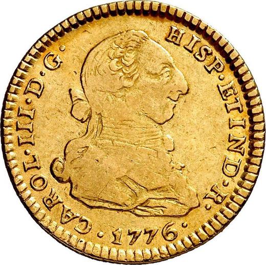 Аверс монеты - 2 эскудо 1776 года MJ - цена золотой монеты - Перу, Карл III