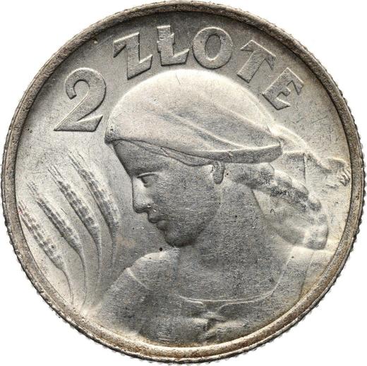 Reverso 2 eslotis 1924 Cuerno y antorcha - valor de la moneda de plata - Polonia, Segunda República