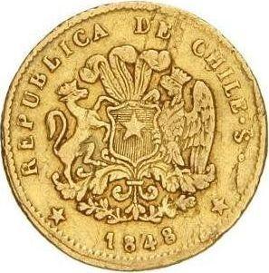 Аверс монеты - 1 эскудо 1848 года So JM - цена золотой монеты - Чили, Республика