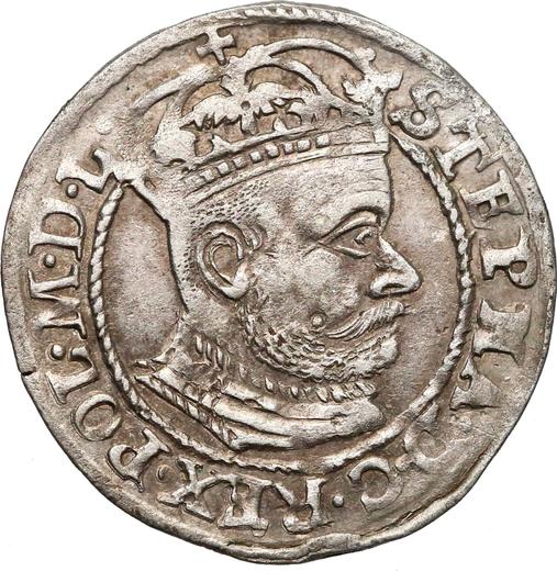 Аверс монеты - 1 грош 1582 года - цена серебряной монеты - Польша, Стефан Баторий