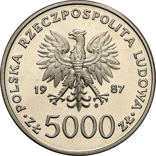 Аверс монеты - Пробные 5000 злотых 1987 года MW SW "Иоанн Павел II" Никель - цена  монеты - Польша, Народная Республика