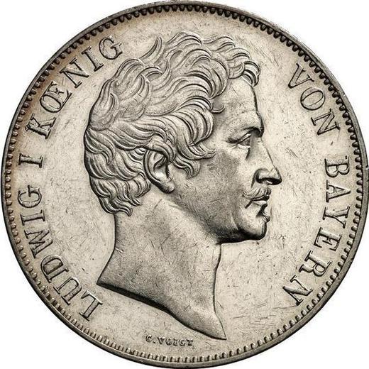 Аверс монеты - 2 талера 1842 года - цена серебряной монеты - Бавария, Людвиг I