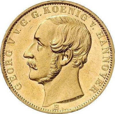 Awers monety - 1 krone 1859 B - cena złotej monety - Hanower, Jerzy V