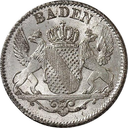 Аверс монеты - 6 крейцеров 1856 года - цена серебряной монеты - Баден, Фридрих I