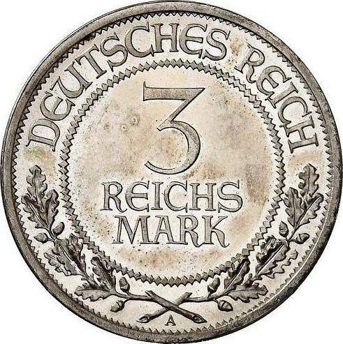 Rewers monety - 3 reichsmark 1926 A "Lubeka" - cena srebrnej monety - Niemcy, Republika Weimarska