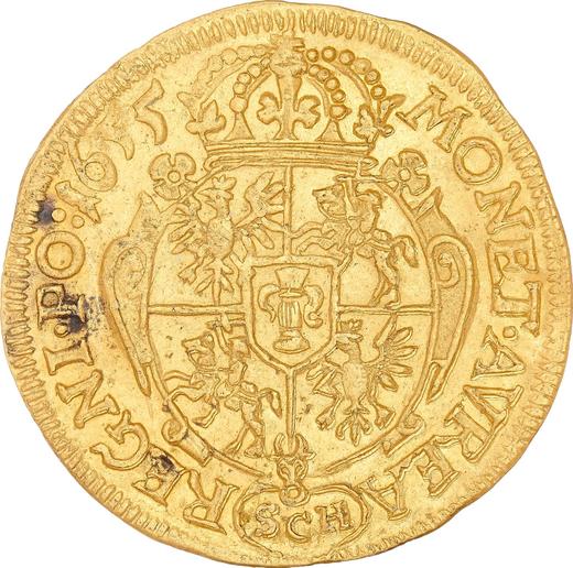 Реверс монеты - Дукат 1655 года IT SCH "Портрет в короне" - цена золотой монеты - Польша, Ян II Казимир