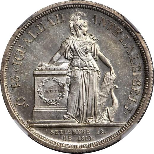 Reverso Pruebas 8 escudos 1836 So IJ Cobre plateado - valor de la moneda  - Chile, República