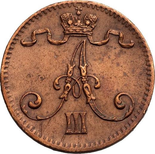 Аверс монеты - 1 пенни 1883 года - цена  монеты - Финляндия, Великое княжество
