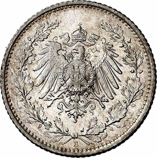 Reverso Medio marco 1909 E "Tipo 1905-1919" - valor de la moneda de plata - Alemania, Imperio alemán