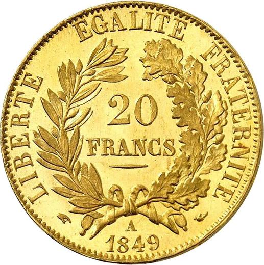 Reverse 20 Francs 1849 A "Type 1849-1851" - France, Second Republic