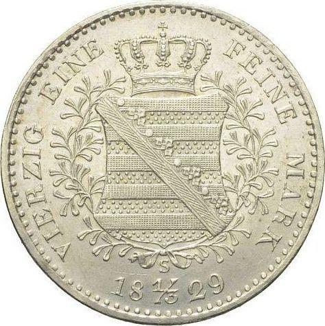 Rewers monety - 1/3 talara 1829 S - cena srebrnej monety - Saksonia-Albertyna, Antoni