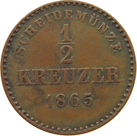Rewers monety - 1/2 krajcara 1865 - cena  monety - Wirtembergia, Karol I
