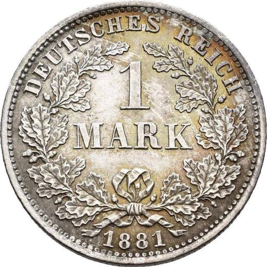 Аверс монеты - 1 марка 1881 года D "Тип 1873-1887" - цена серебряной монеты - Германия, Германская Империя