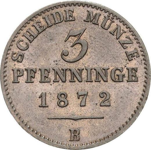 Реверс монеты - 3 пфеннига 1872 года B - цена  монеты - Пруссия, Вильгельм I