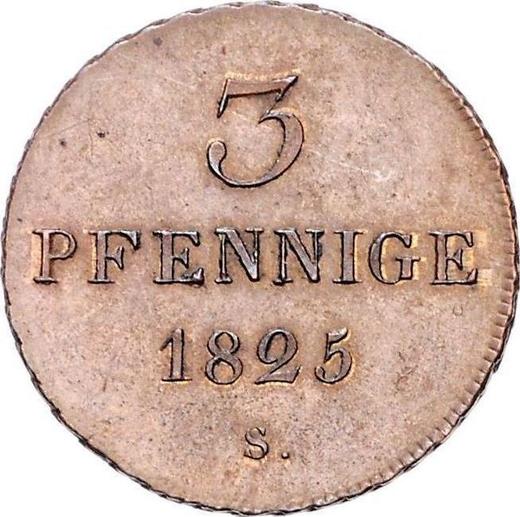Реверс монеты - 3 пфеннига 1825 года S - цена  монеты - Саксония-Альбертина, Фридрих Август I