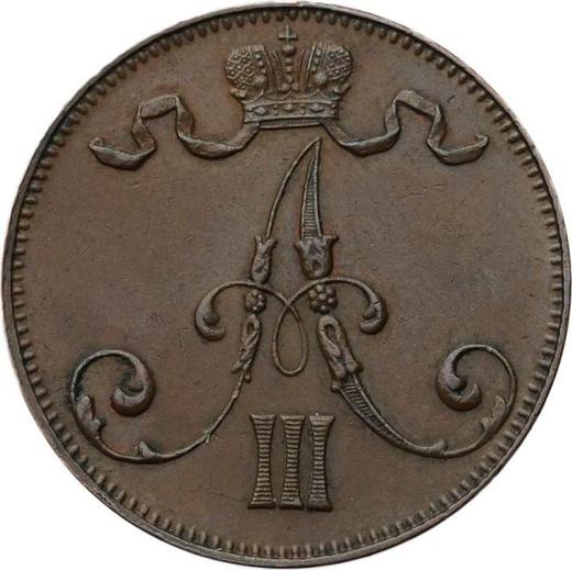 Аверс монеты - 5 пенни 1892 года - цена  монеты - Финляндия, Великое княжество