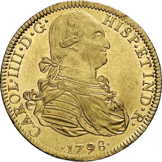 Anverso 8 escudos 1798 Mo FM - valor de la moneda de oro - México, Carlos IV