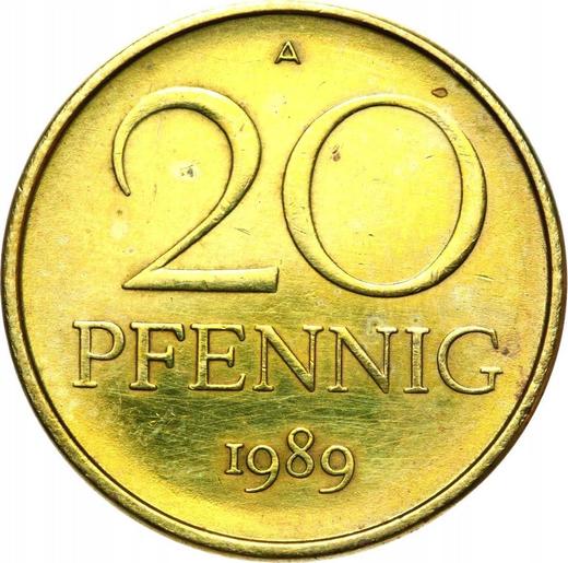 Аверс монеты - 20 пфеннигов 1989 года A - цена  монеты - Германия, ГДР