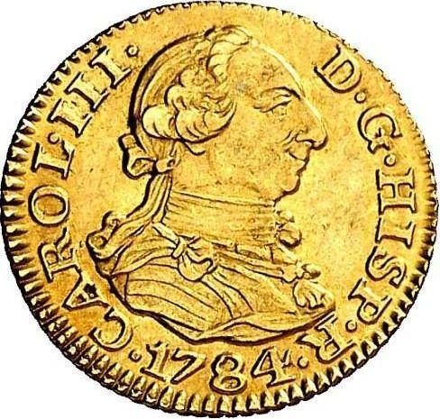 Awers monety - 1/2 escudo 1784 M JD - cena złotej monety - Hiszpania, Karol III