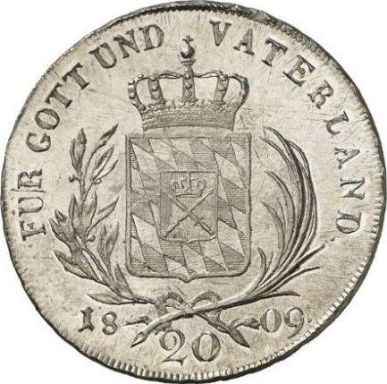 Реверс монеты - 20 крейцеров 1809 года - цена серебряной монеты - Бавария, Максимилиан I