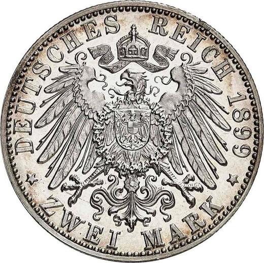Rewers monety - 2 marki 1899 G "Badenia" - cena srebrnej monety - Niemcy, Cesarstwo Niemieckie