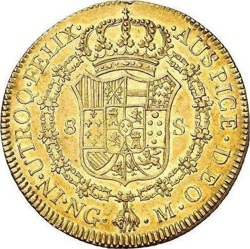 Реверс монеты - 8 эскудо 1801 года NG M - цена золотой монеты - Гватемала, Карл IV