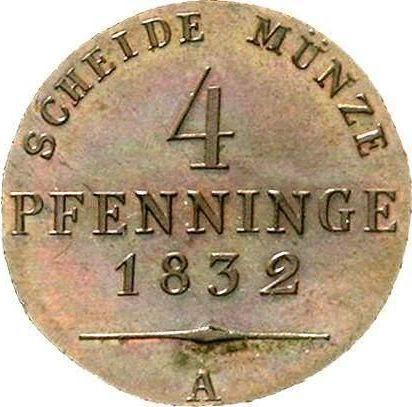 Reverso 4 Pfennige 1832 A - valor de la moneda  - Prusia, Federico Guillermo III