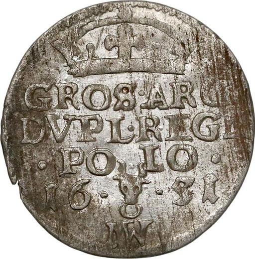 Reverso 2 Groszy (Dwugrosz) 1651 MW "Tipo 1650-1654" - valor de la moneda de plata - Polonia, Juan II Casimiro