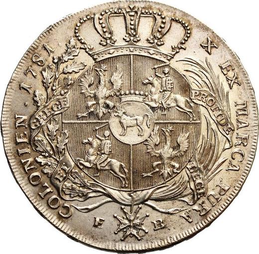 Реверс монеты - Талер 1781 года EB - цена серебряной монеты - Польша, Станислав II Август