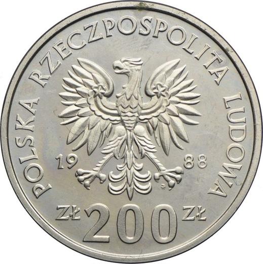 Obverse Pattern 200 Zlotych 1988 MW ET "XIV World Cup FIFA - Italy 1990" Copper-Nickel -  Coin Value - Poland, Peoples Republic