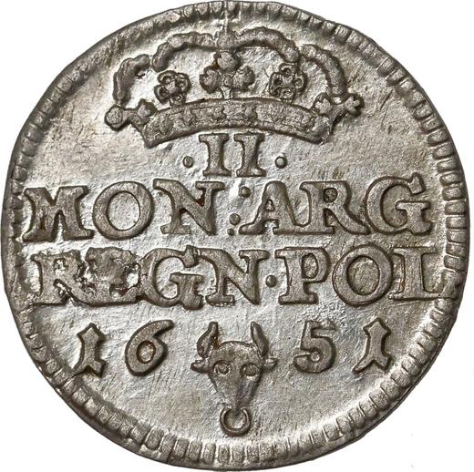 Реверс монеты - Двугрош (2 гроша) 1651 года CG - цена серебряной монеты - Польша, Ян II Казимир